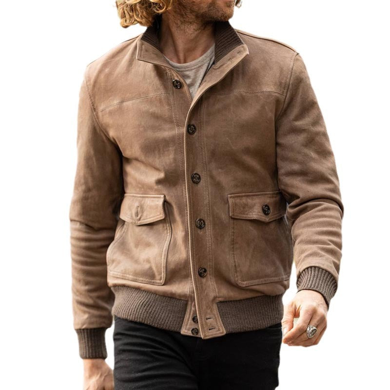 Men's Slim Jacket Solid Color Fashion Lapel Coat