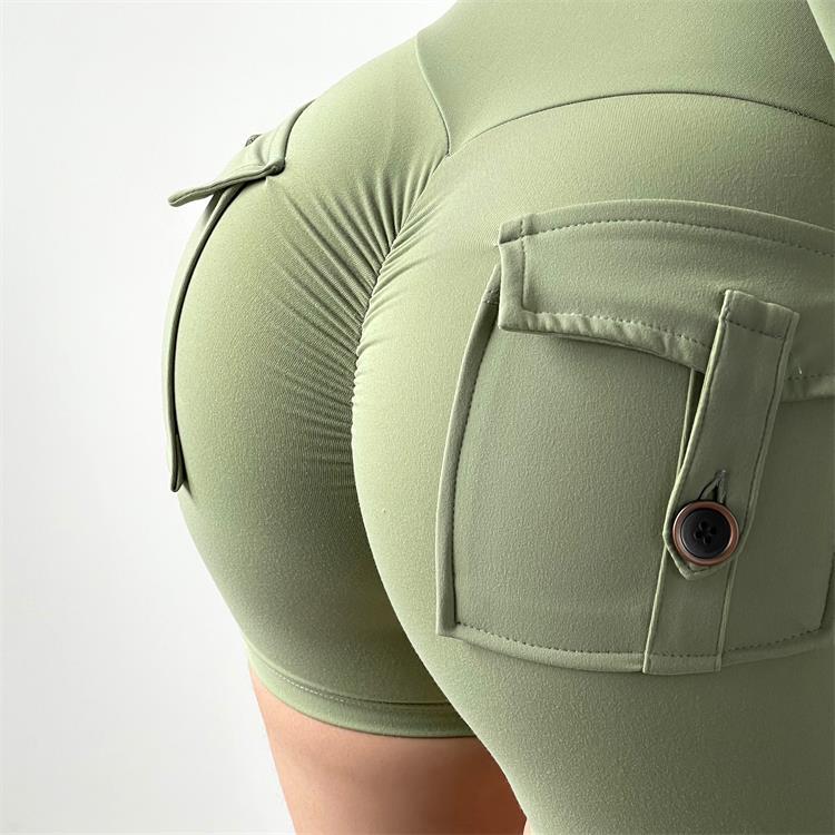 Nude three-quarter pants sexy yoga pants high waist peach hip sports shorts fitness pants