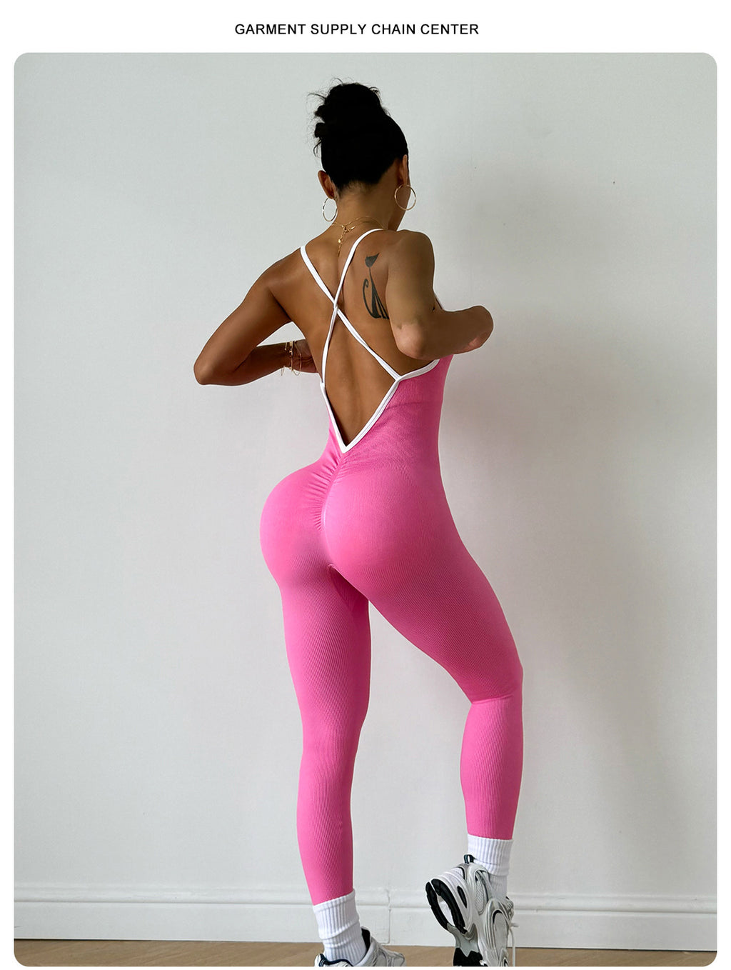 Contrast color sling sports yoga jumpsuit sleeveless quick-drying thread tight fitness jumpsuit