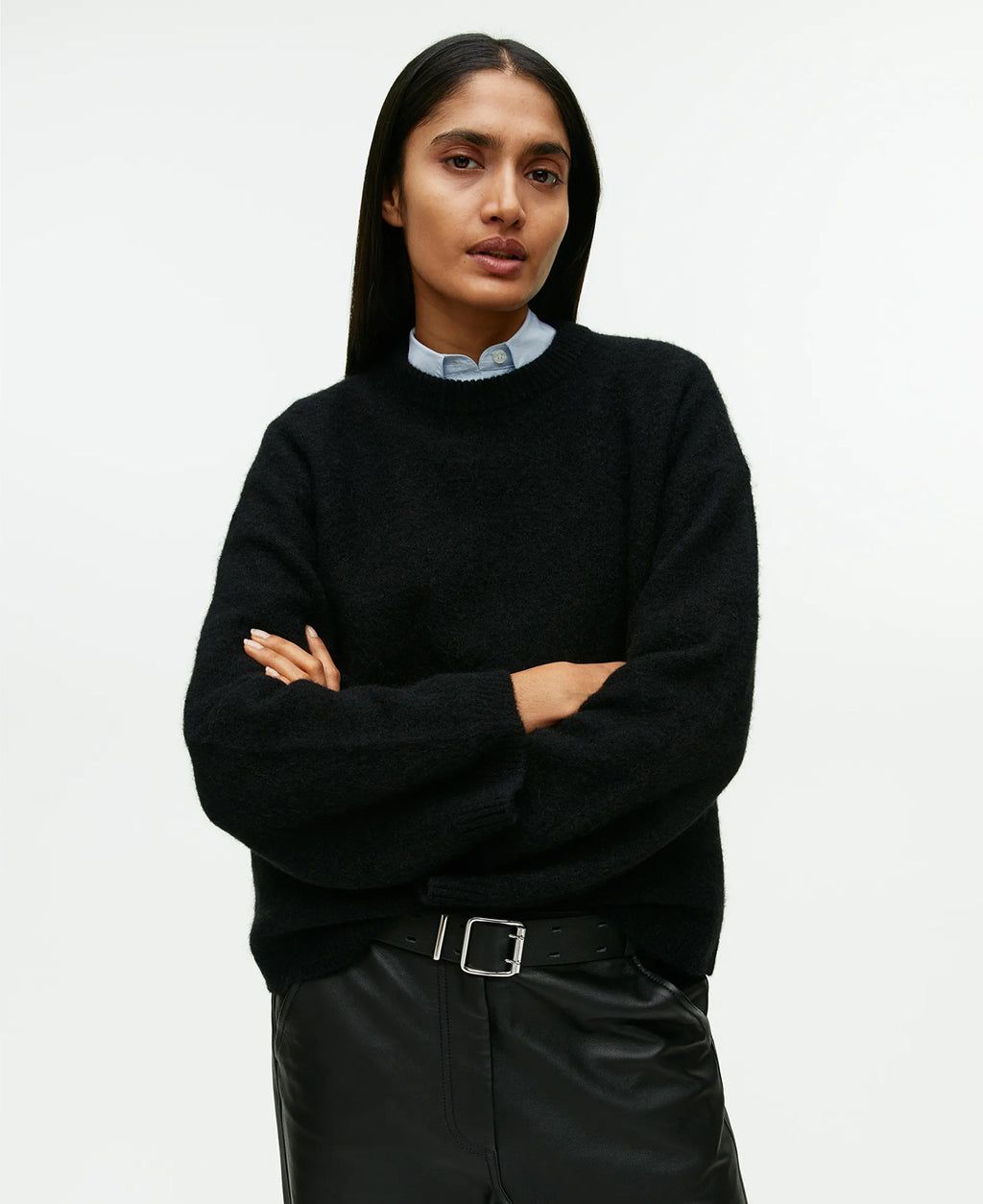 Loose Thick Cashmere Crewneck Sweater