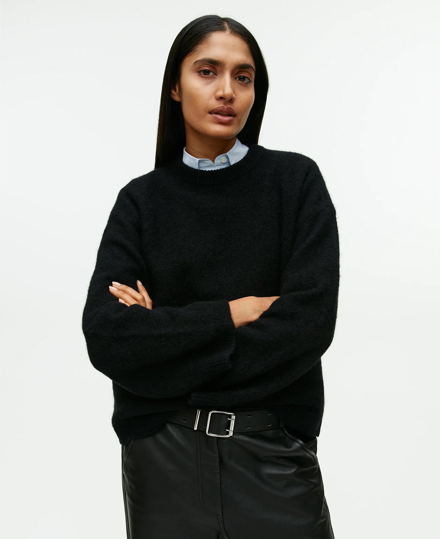Loose Thick Cashmere Crewneck Sweater