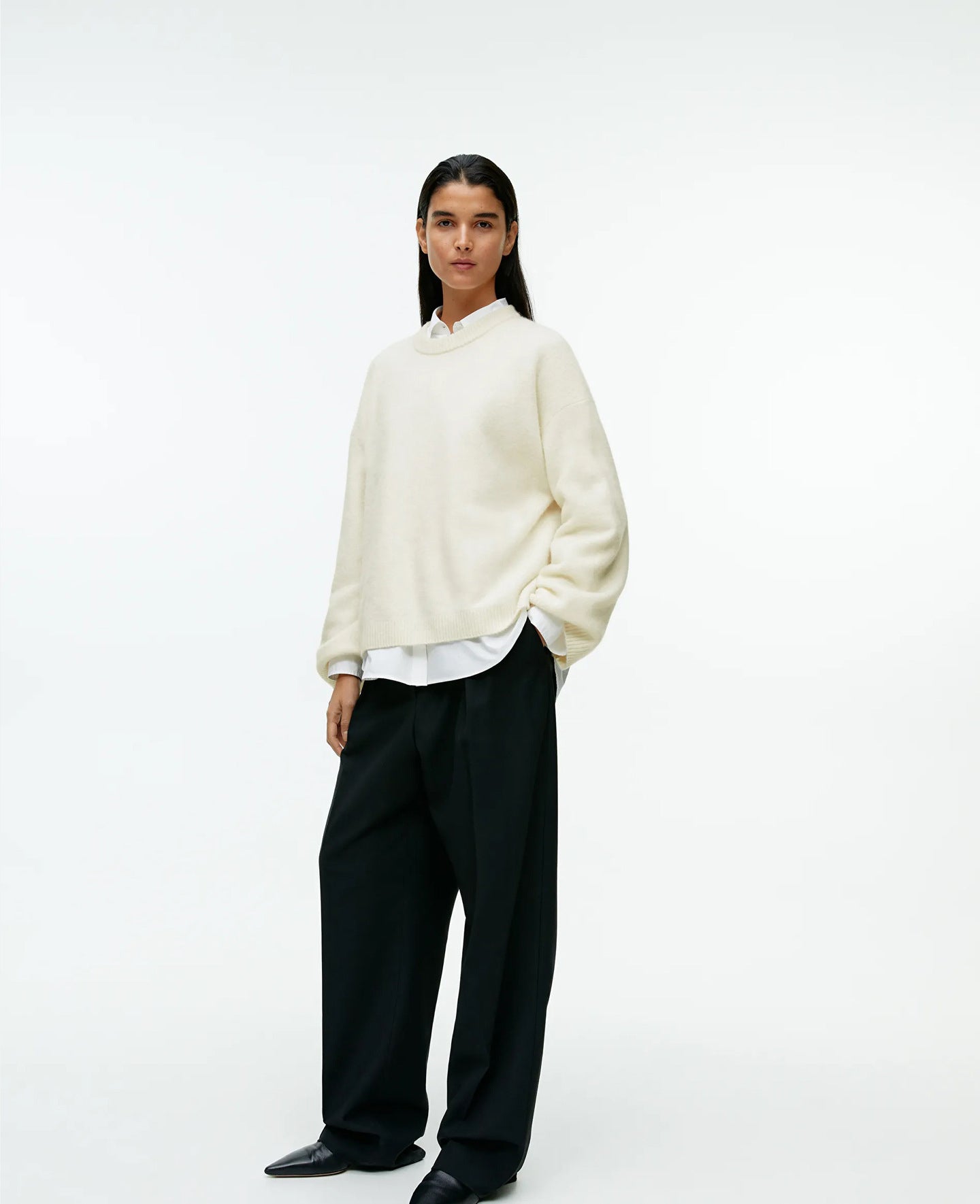 Loose Thick Cashmere Crewneck Sweater