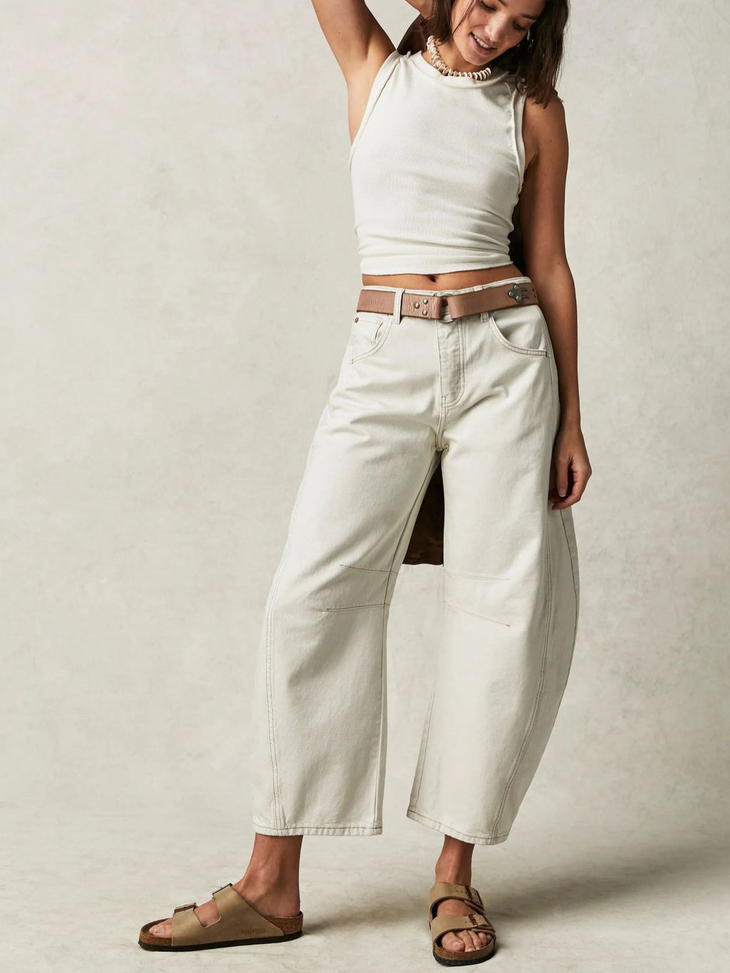 Spring Autumn Casual Loose Mid-Rise Tube Jeans for Women