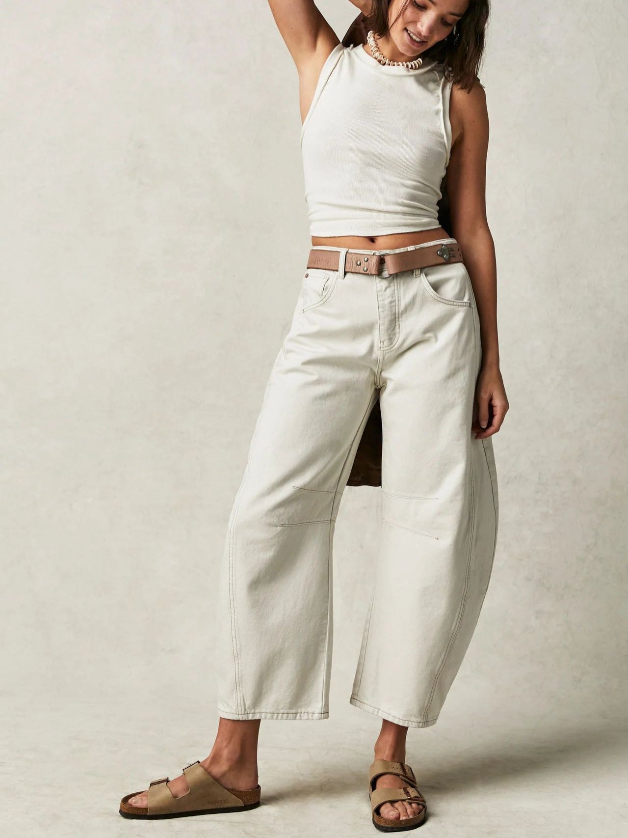 Spring Autumn Casual Loose Mid-Rise Tube Jeans for Women