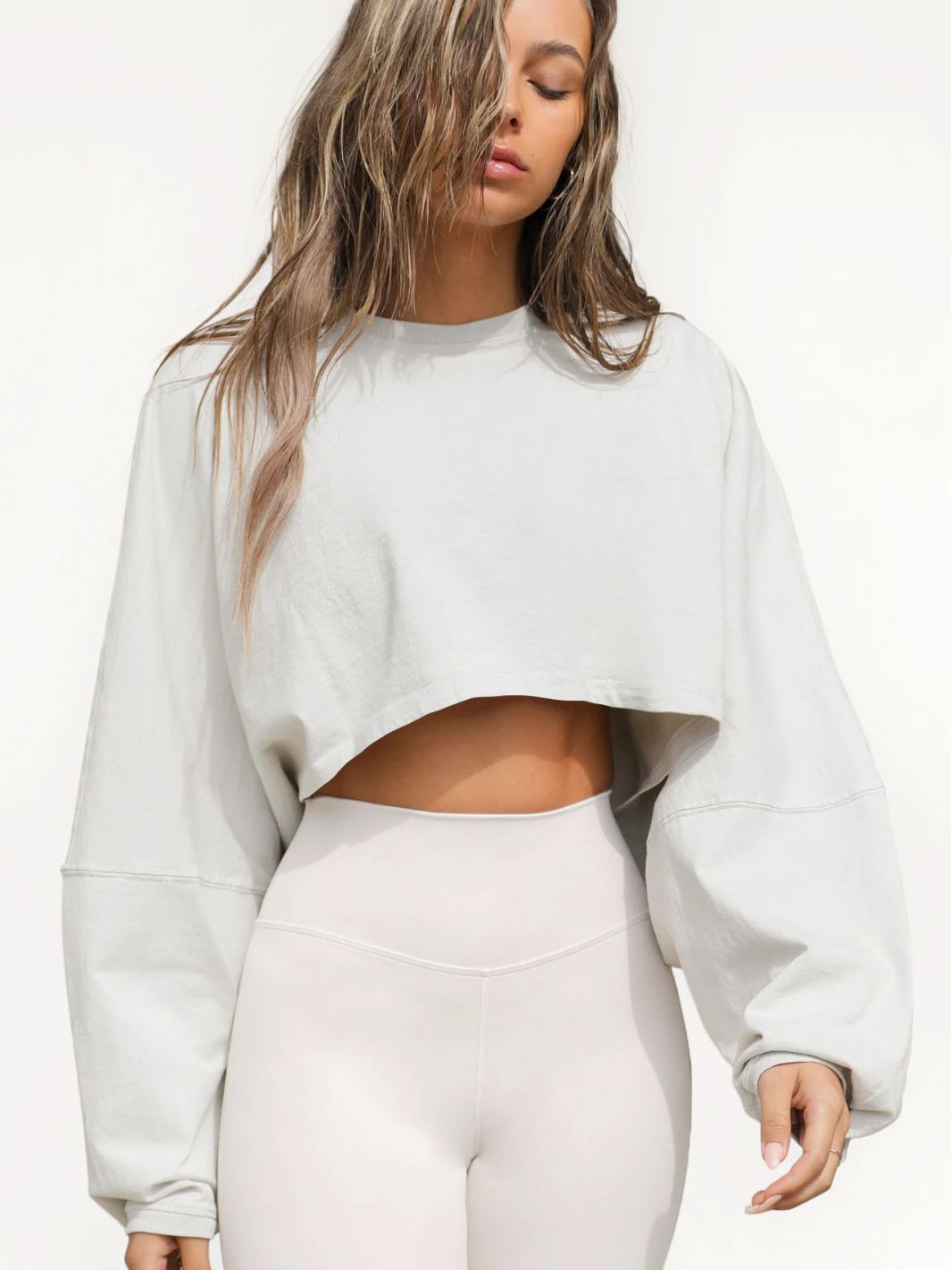 Navel-exposed round-neck sweatshirt short sports bottoming shirt T-shirt sweater