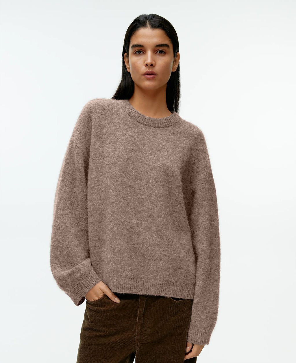 Loose Thick Cashmere Crewneck Sweater
