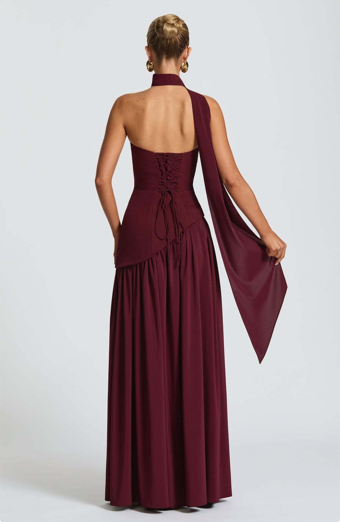 Tube Top Solid Color Slit Dress Fashion Sexy Backless High Slit Long Dress