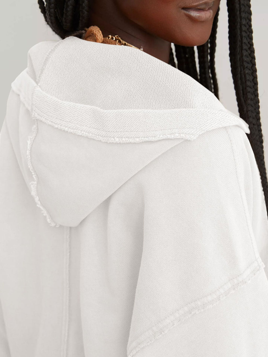 Hooded Half-Open Collar Solid Color Loose Sweatshirt
