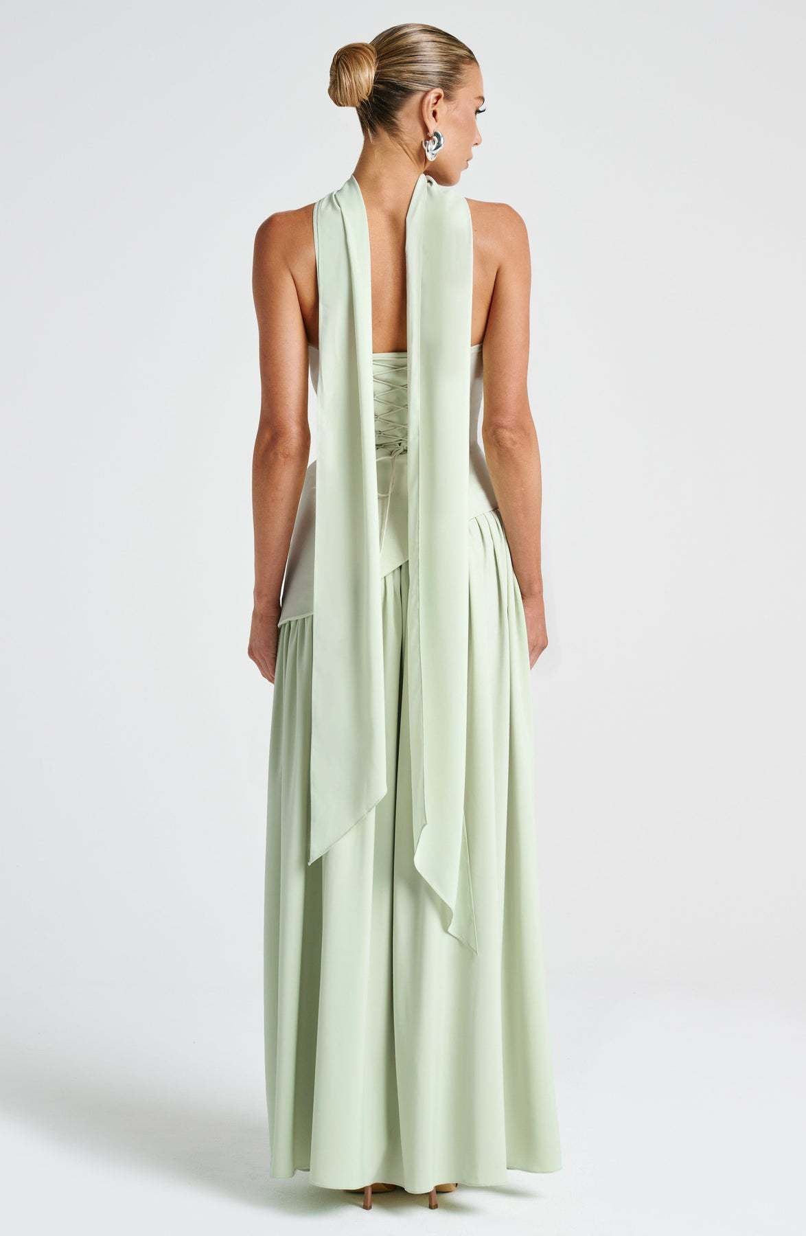 Tube Top Solid Color Slit Dress Fashion Sexy Backless High Slit Long Dress