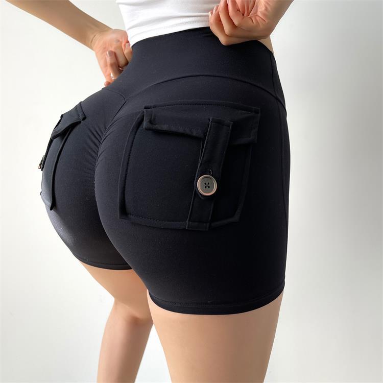 Nude three-quarter pants sexy yoga pants high waist peach hip sports shorts fitness pants