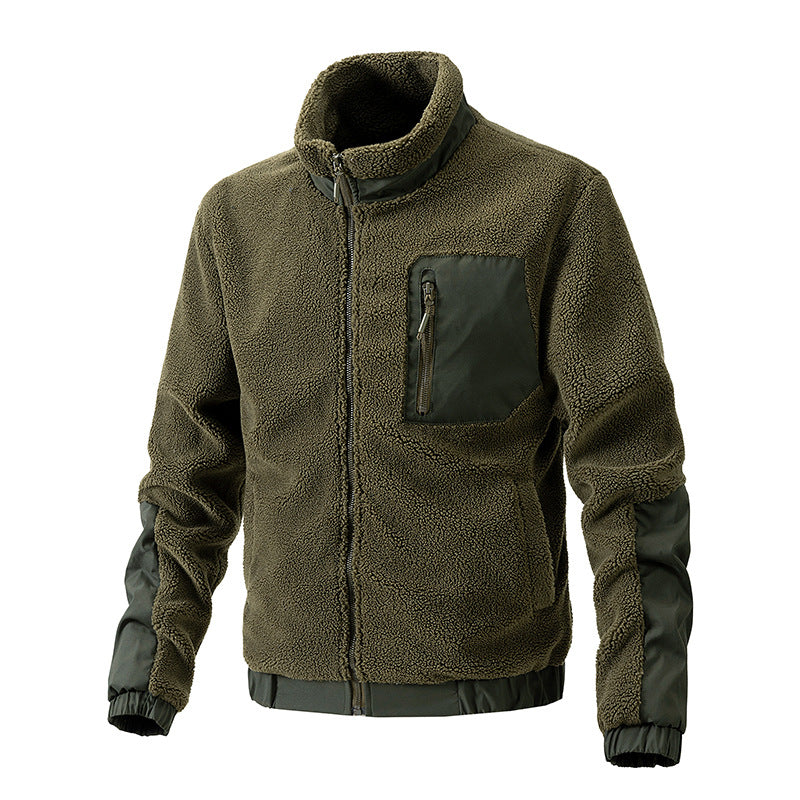 Men's Lambskin Jacket Polar Fleece Casual Jacket Cardigan