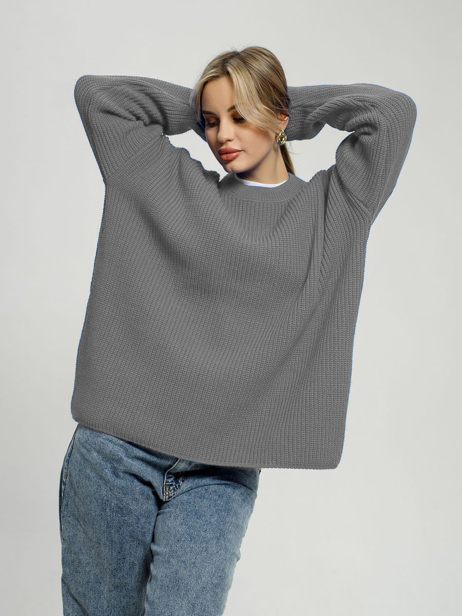 Round neck loose long sleeve sweater