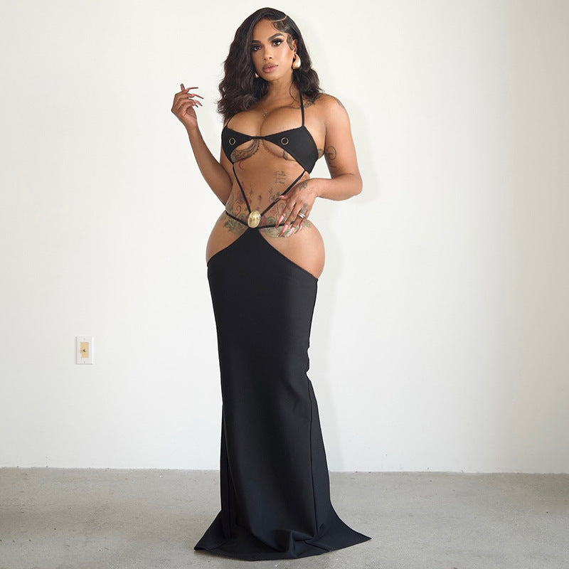 Sexy backless cross-strap dress