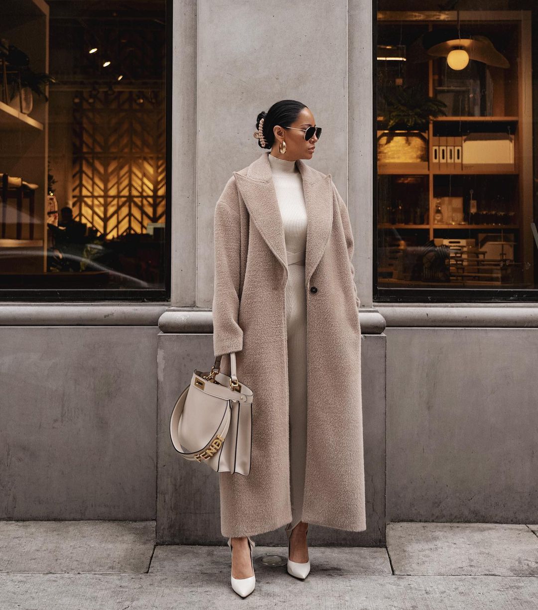 Warm coat long sleeve lapel women's plush top