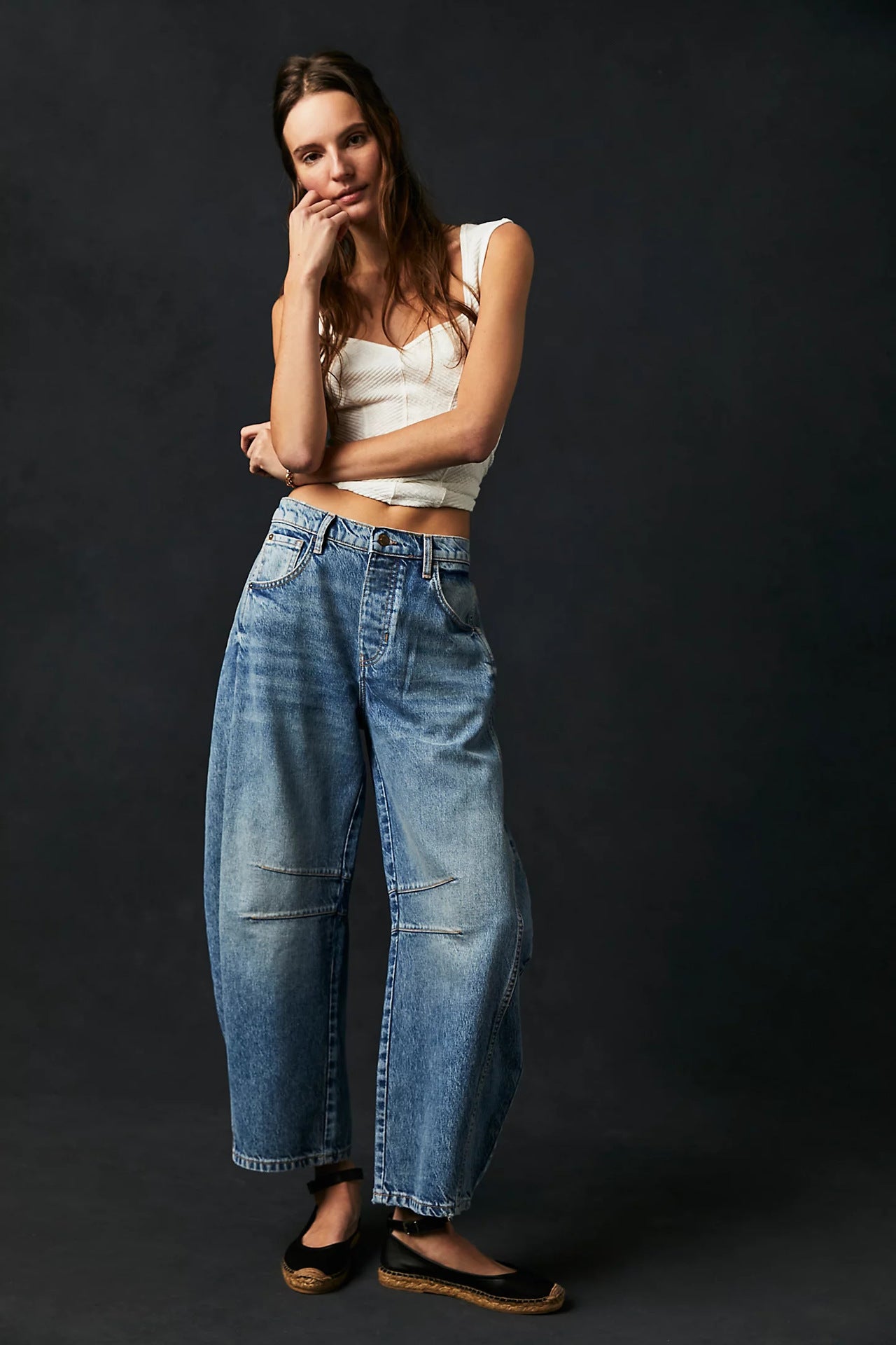 Spring Autumn Casual Loose Mid-Rise Tube Jeans for Women