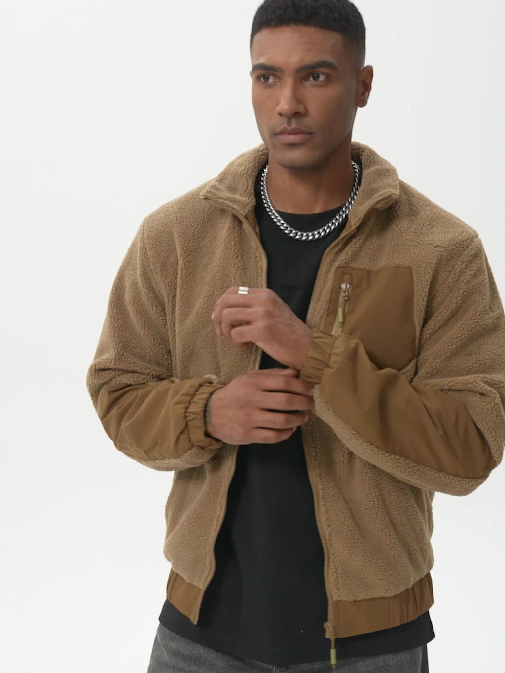 Men's Lambskin Jacket Polar Fleece Casual Jacket Cardigan