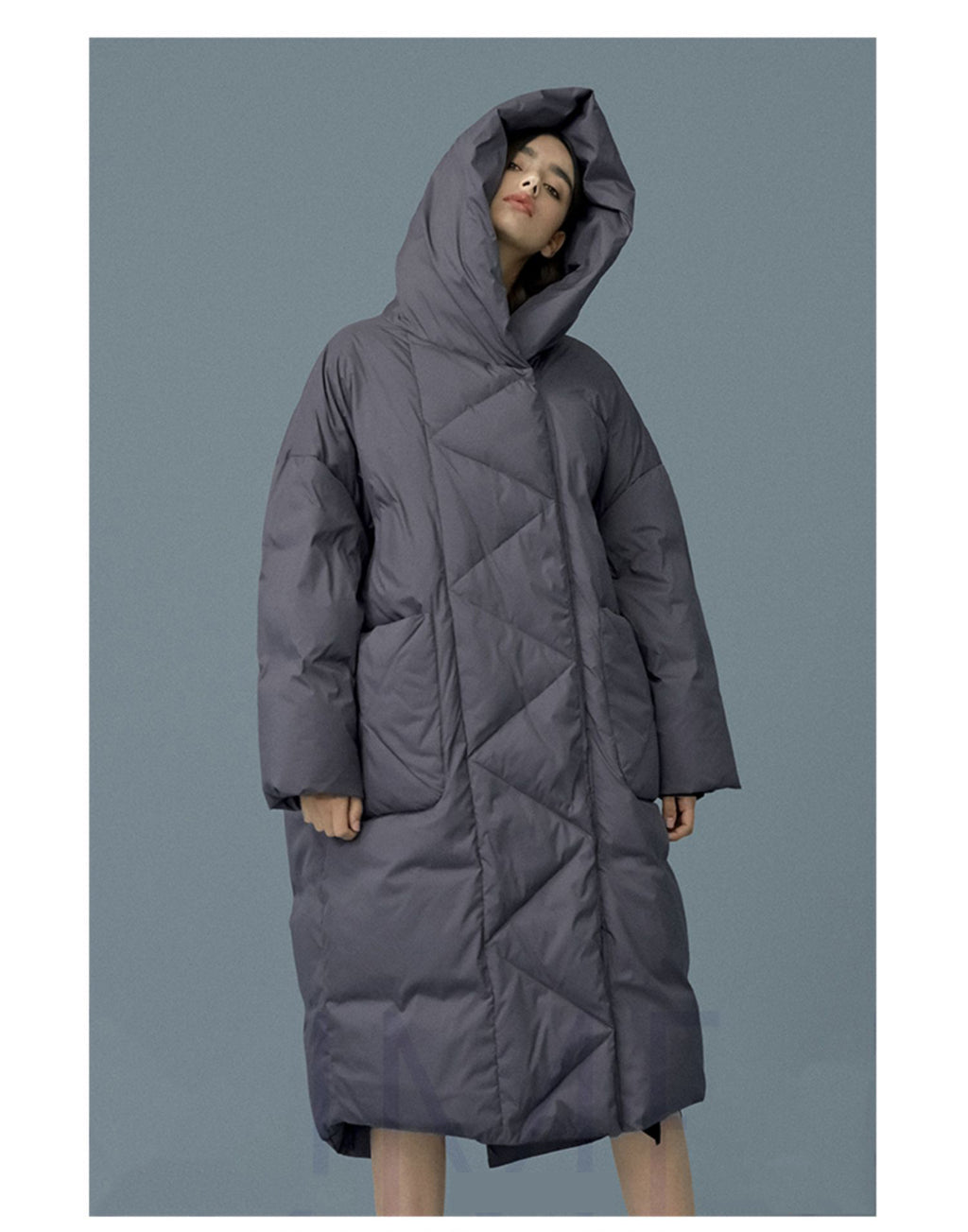 Windproof and waterproof white duck down below the knee warm down jacket