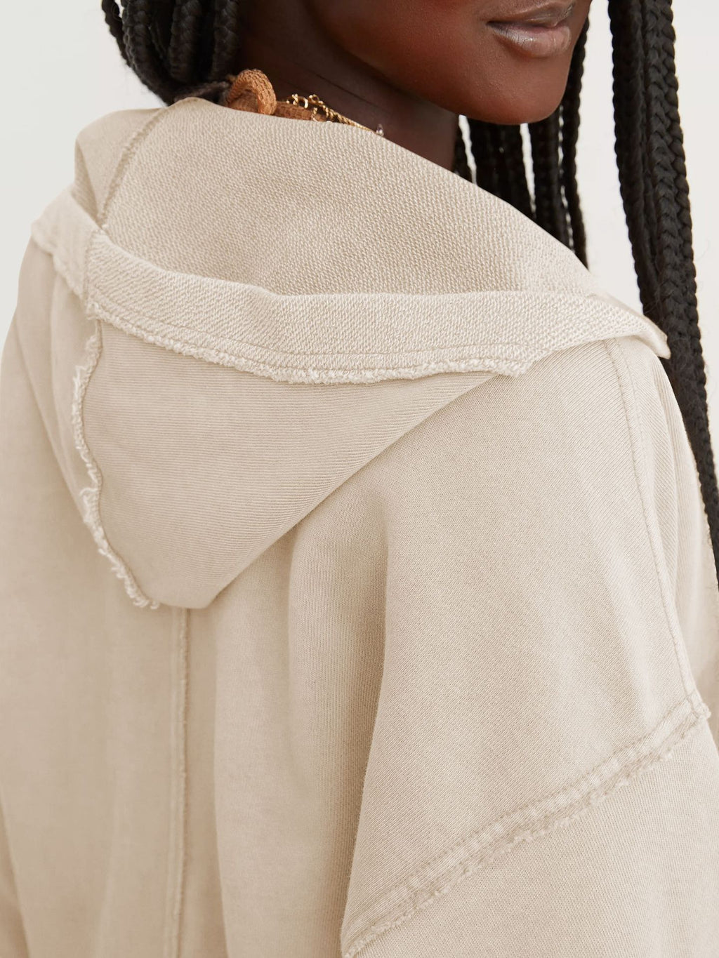 Hooded Half-Open Collar Solid Color Loose Sweatshirt