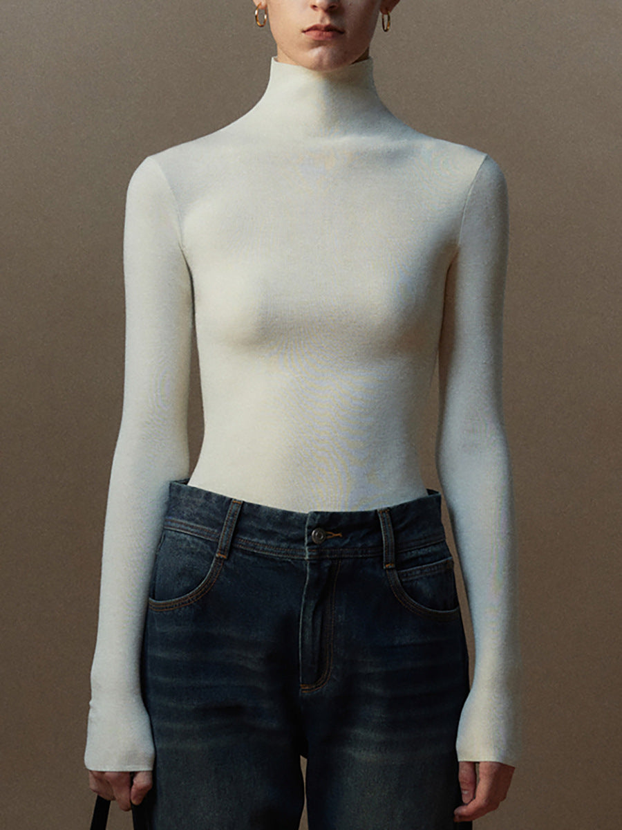 Back Cross German 160s Golden Wool TEC Washable Knitted Bottoming Shirt