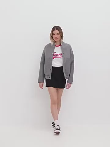Simple and versatile loose bomber women jacket with pockets