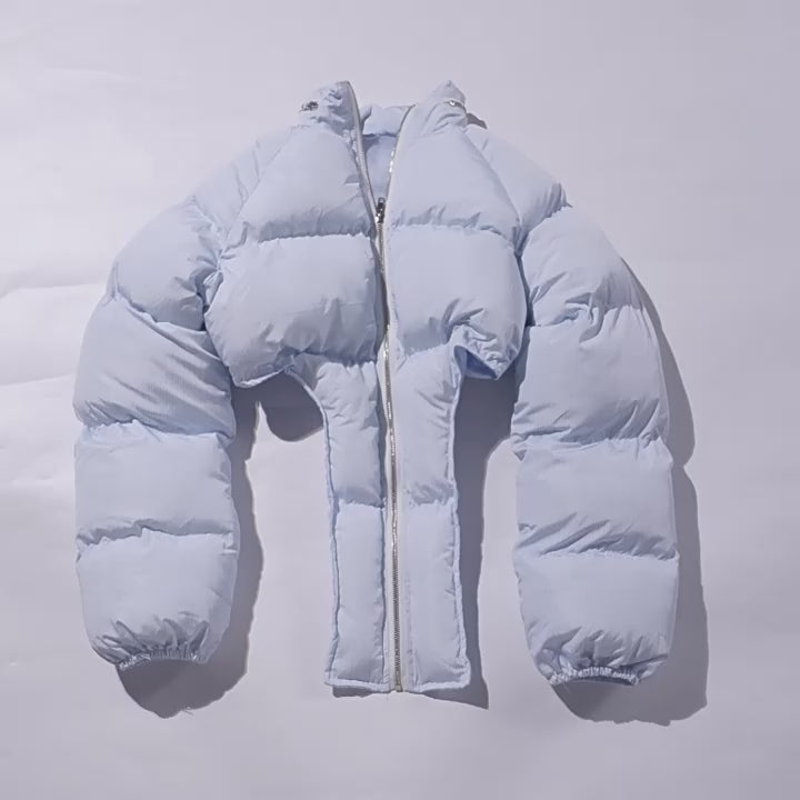 New winter solid color lapel V-shaped hem fashionable cotton coat